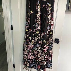 Alex Marie Floral Embroidered Black long dress.